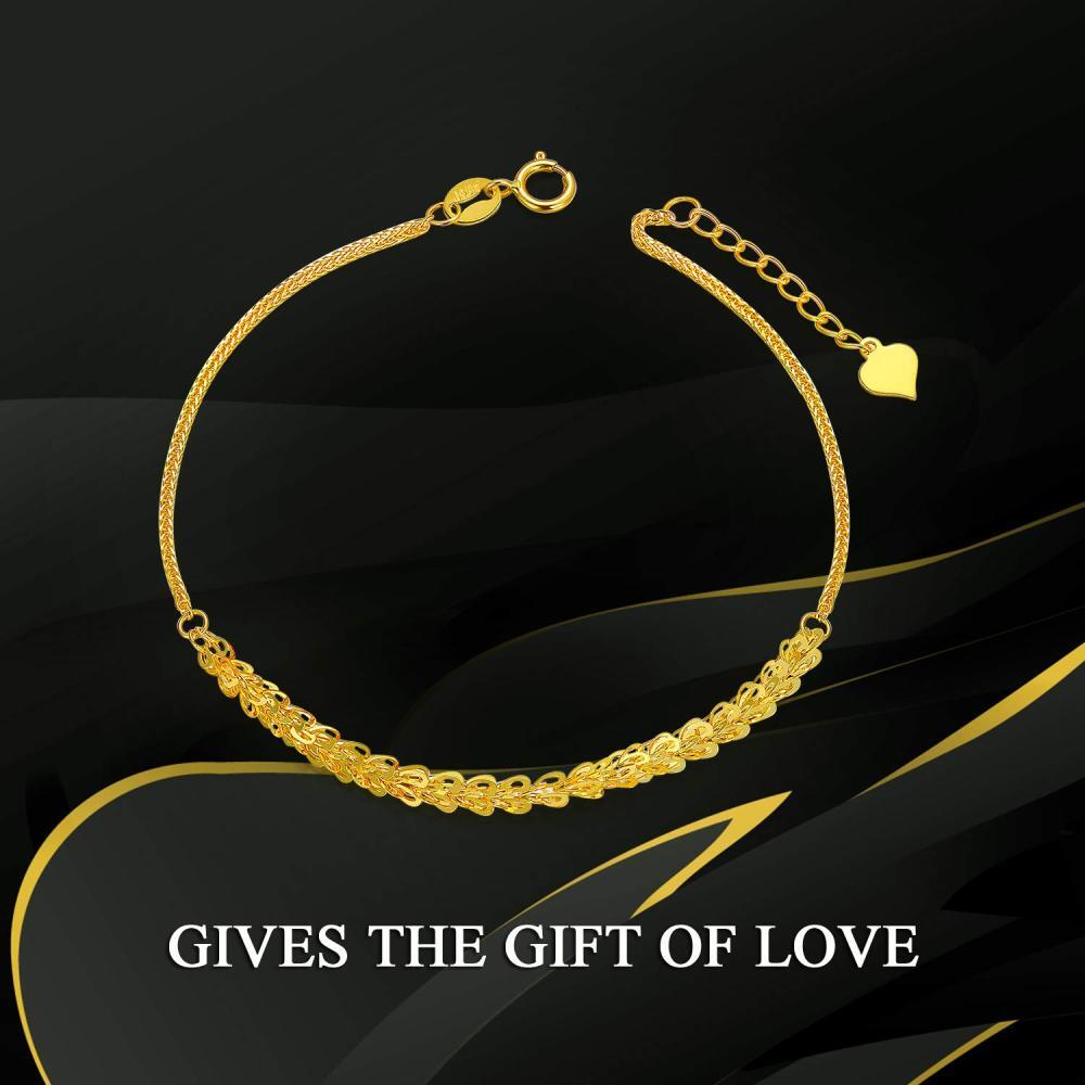 Pulsera de cadena de oro de 18 quilates-6