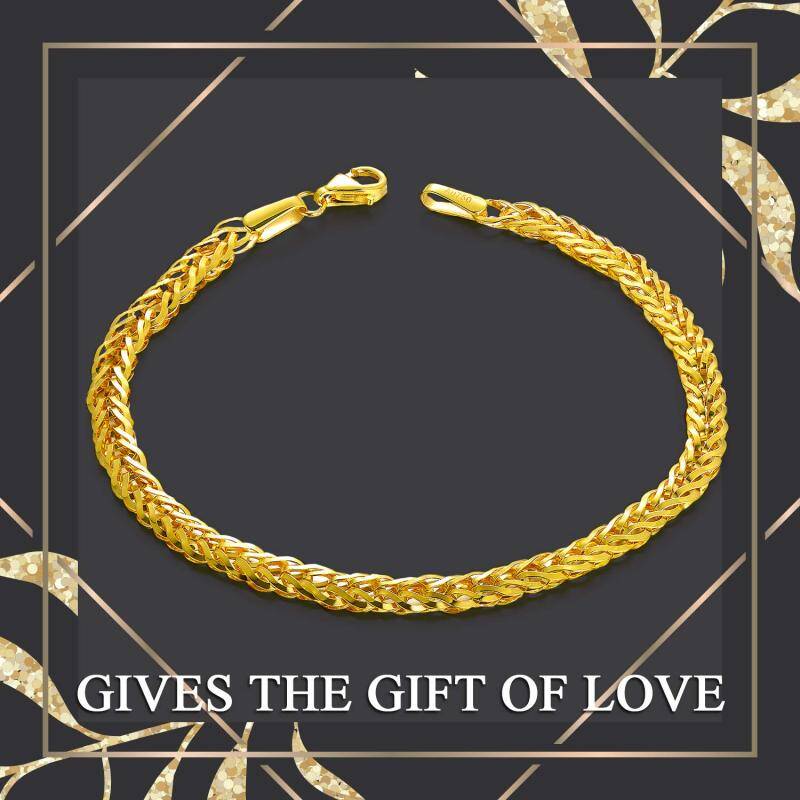 18K Gold 4mm Width Celtic Chopin Chain Bracelet-3