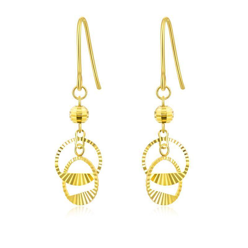 10K Gold Circle Drop Earrings-1