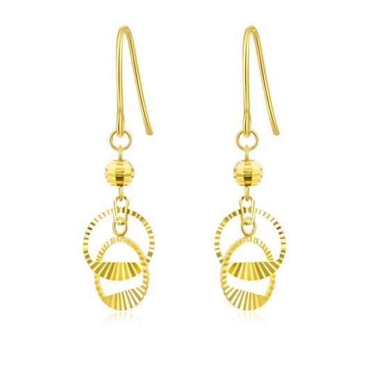 18K Gold Circle Drop Earrings