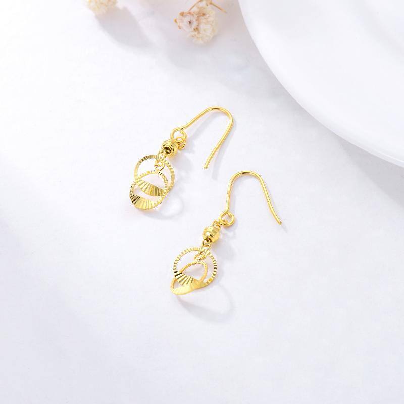 10K Gold Circle Drop Earrings-3