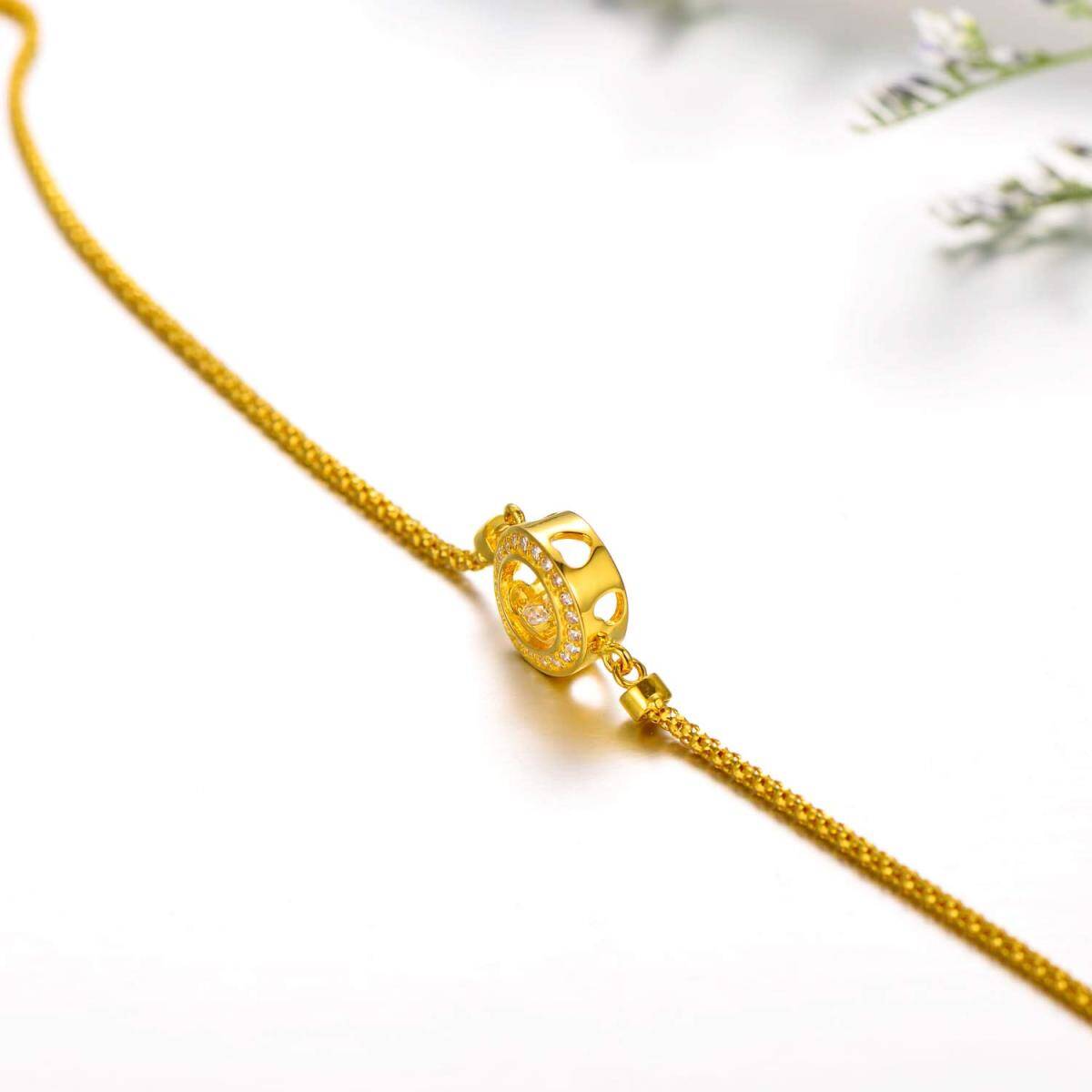 Pulsera de oro de 18 quilates con circonita y colgante de corazón-3