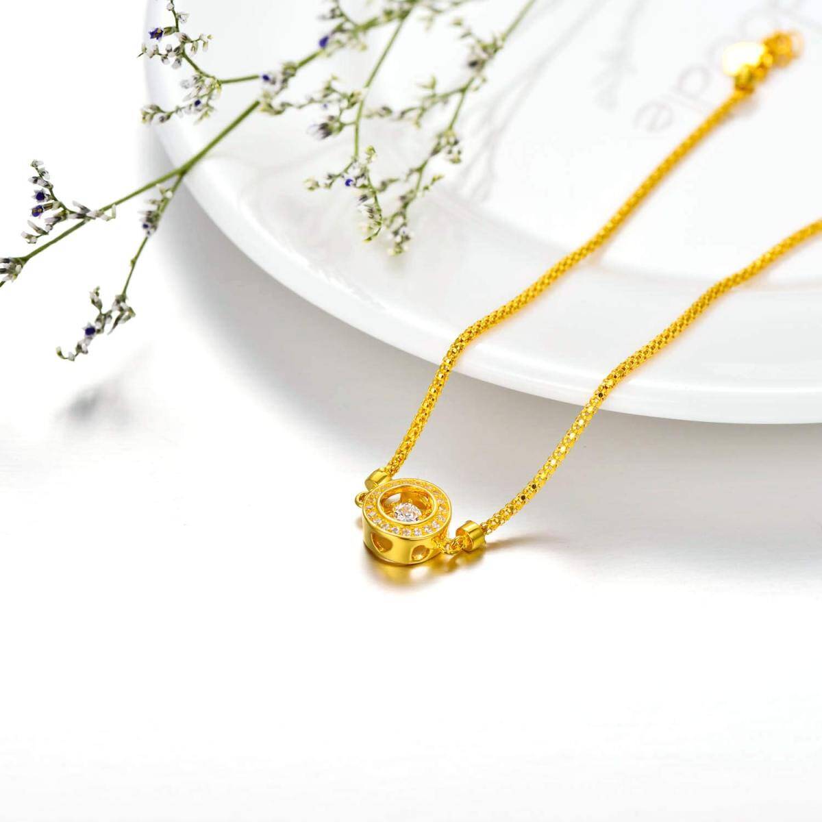 Pulsera de oro de 18 quilates con circonita y colgante de corazón-4