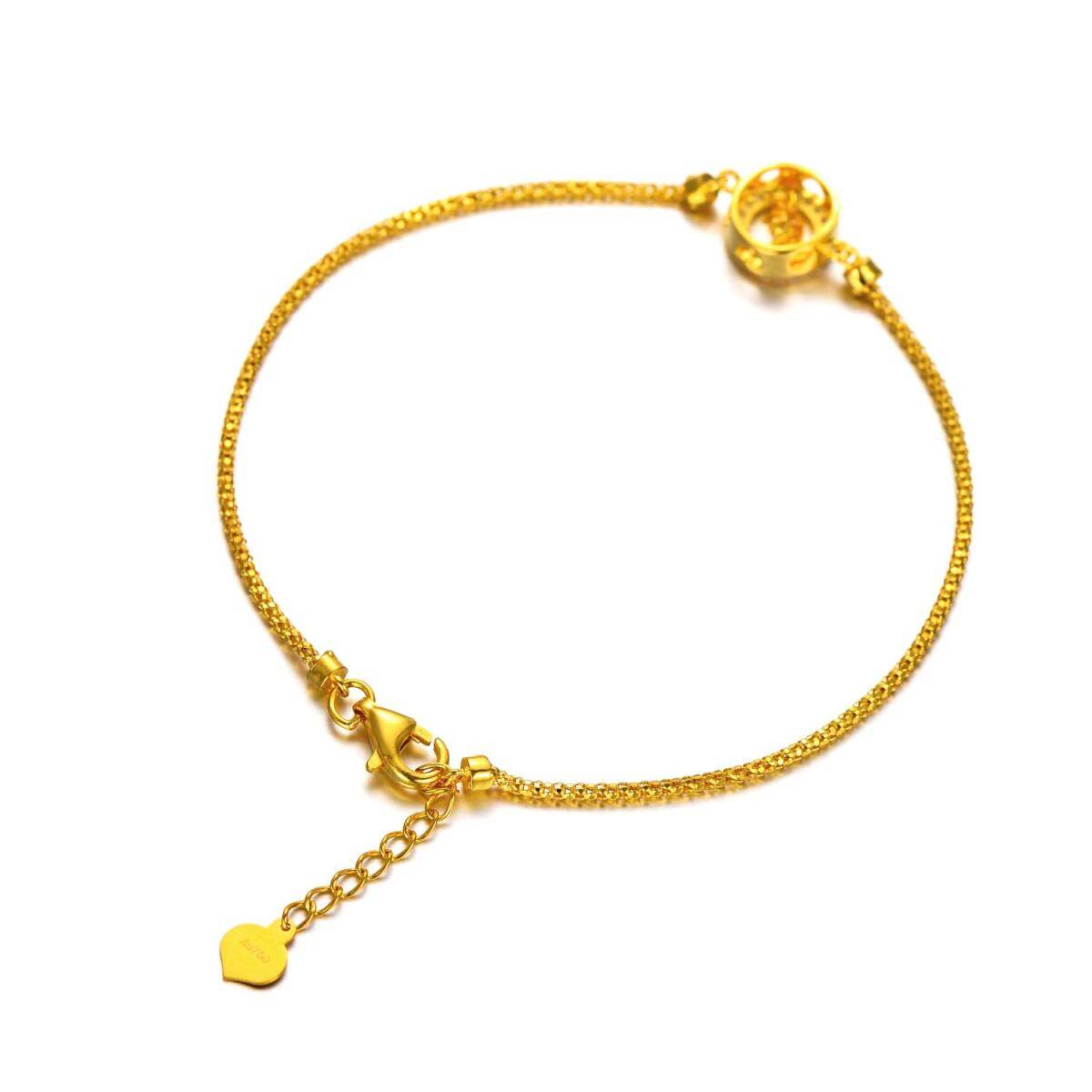 Pulsera de oro de 18 quilates con circonita y colgante de corazón-5