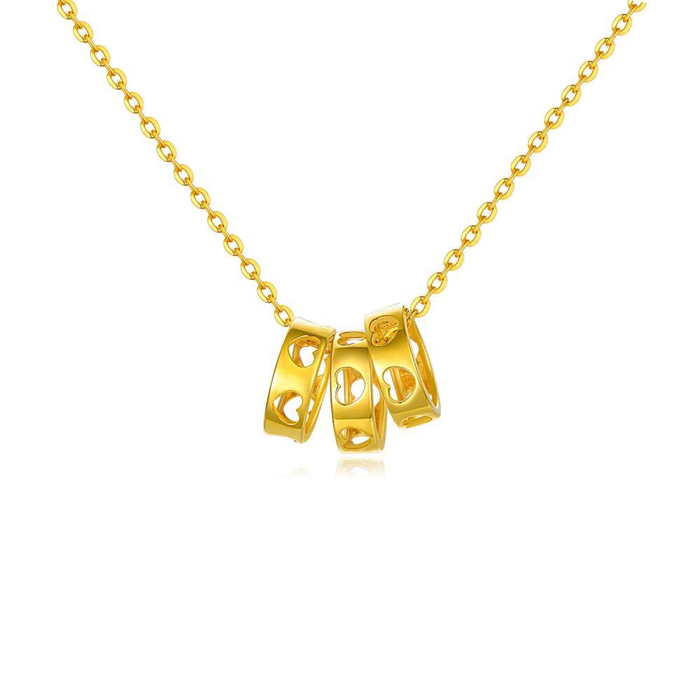 10K Gold Circle & Heart Pendant Necklace-1