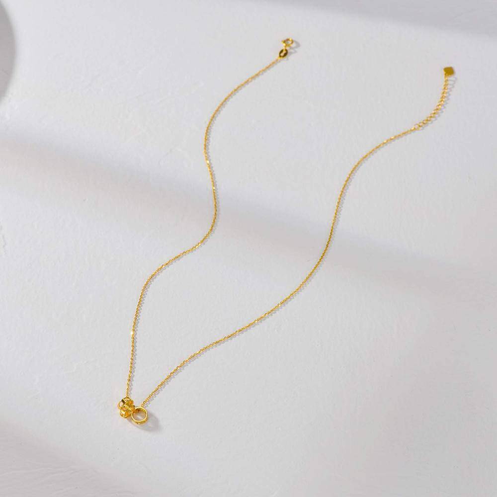 10K Gold Circle & Heart Pendant Necklace-5