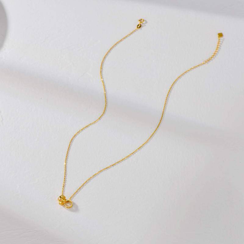 Naszyjnik z 18-karatowego złota z zawieszką w kształcie koła i serca-5