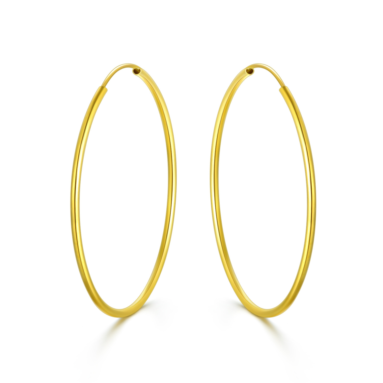 18K Gold Circle Hoo… - image