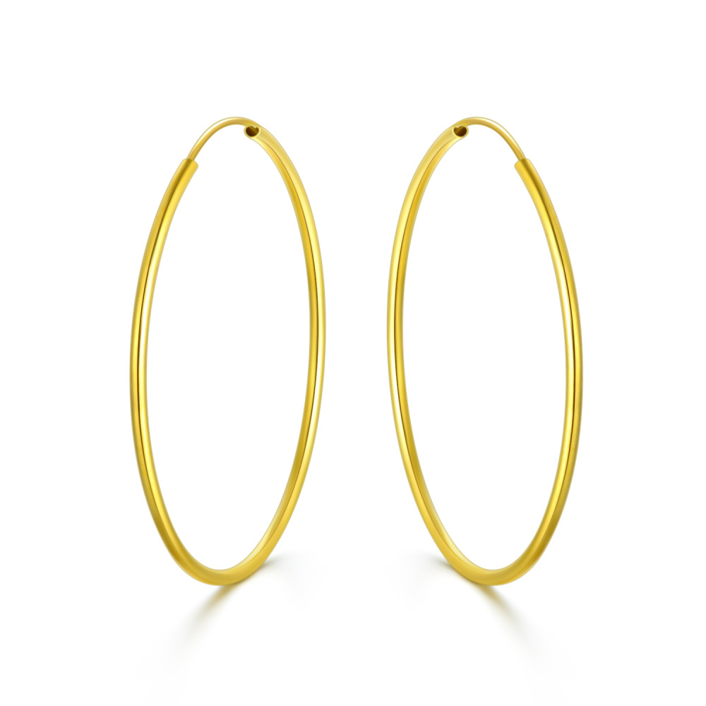 10K Gold Circle Hoop Earrings-1