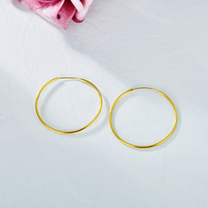 10K White Gold Circle Hoop Earrings-4