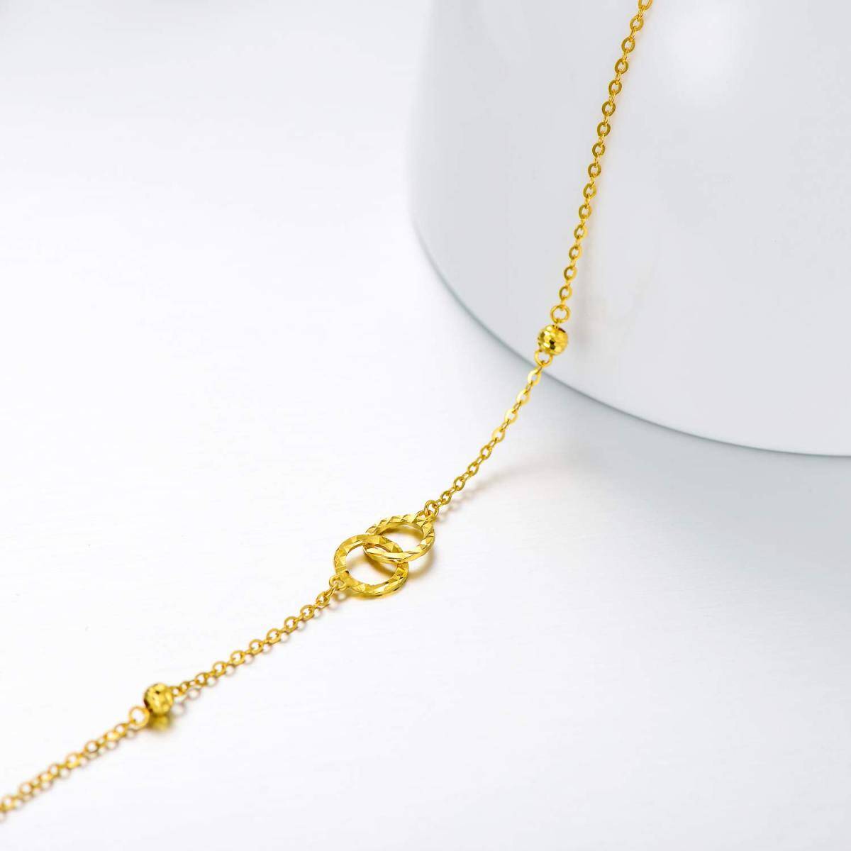 18K Gold Circle & Infinity Symbol Pendant Bracelet-3