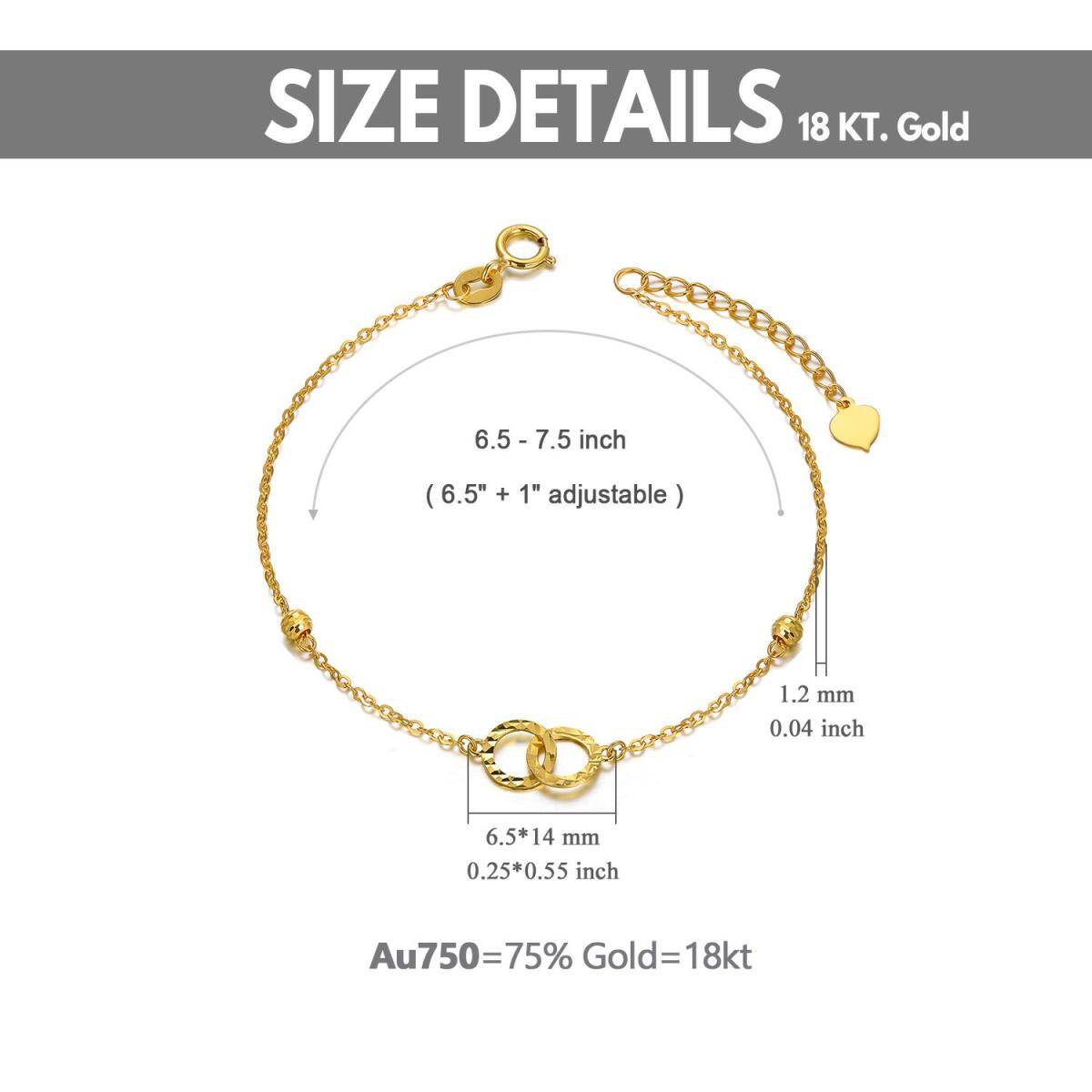 18K Gold Circle & Infinity Symbol Pendant Bracelet-5