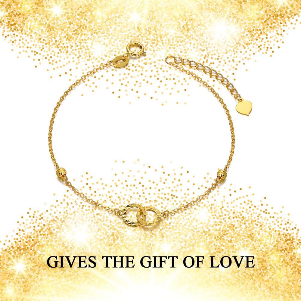 10K Gold Kreis & Unendlichkeits-Symbol-Anhänger-Armband-6