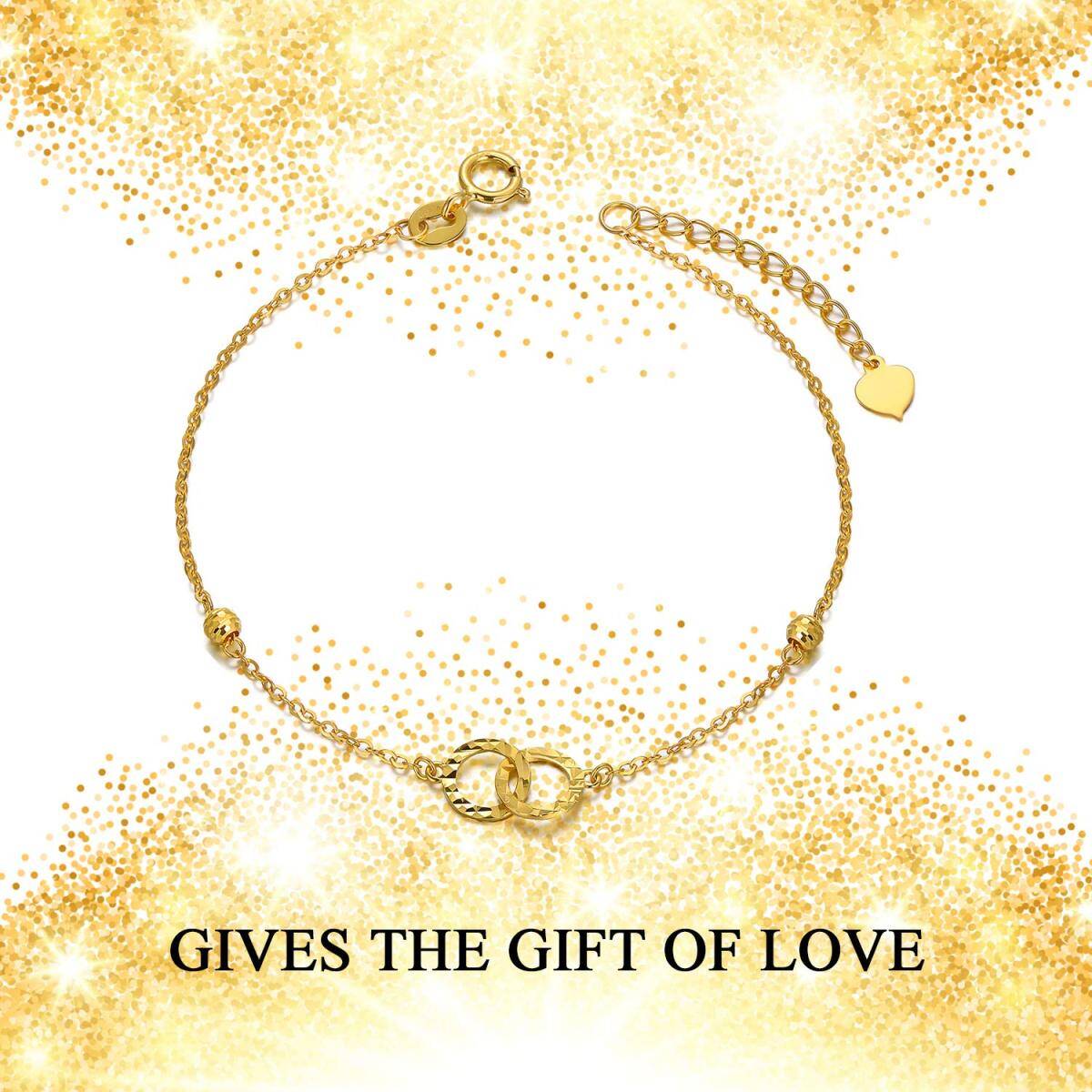 18K Gold Circle & Infinity Symbol Pendant Bracelet-6