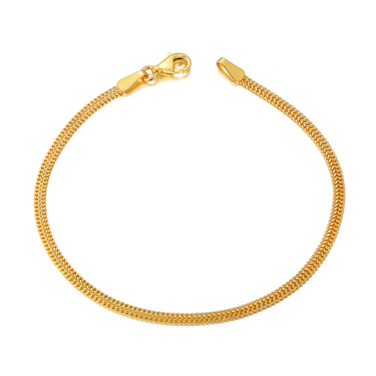 Pulseira de corrente de malha circular em ouro 18K