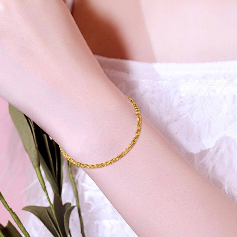 10K Gold Circle Mesh Chain Bracelet-3