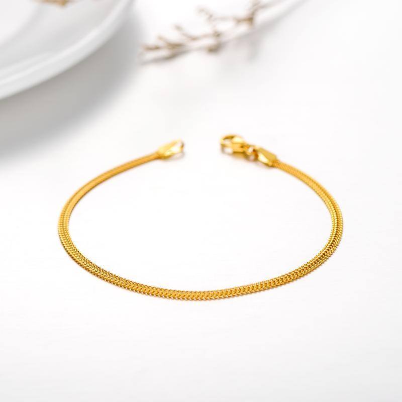 10K Gold Circle Mesh Chain Bracelet-4