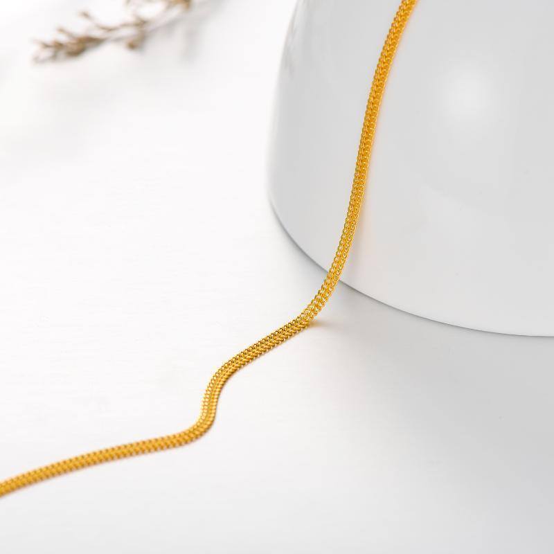 سوار سلسلة شبكية دائرية من الذهب عيار 10 قيراط-5