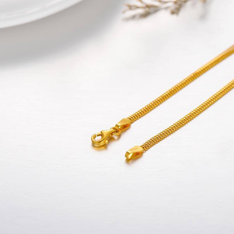 سوار سلسلة شبكية دائرية من الذهب عيار 10 قيراط-6