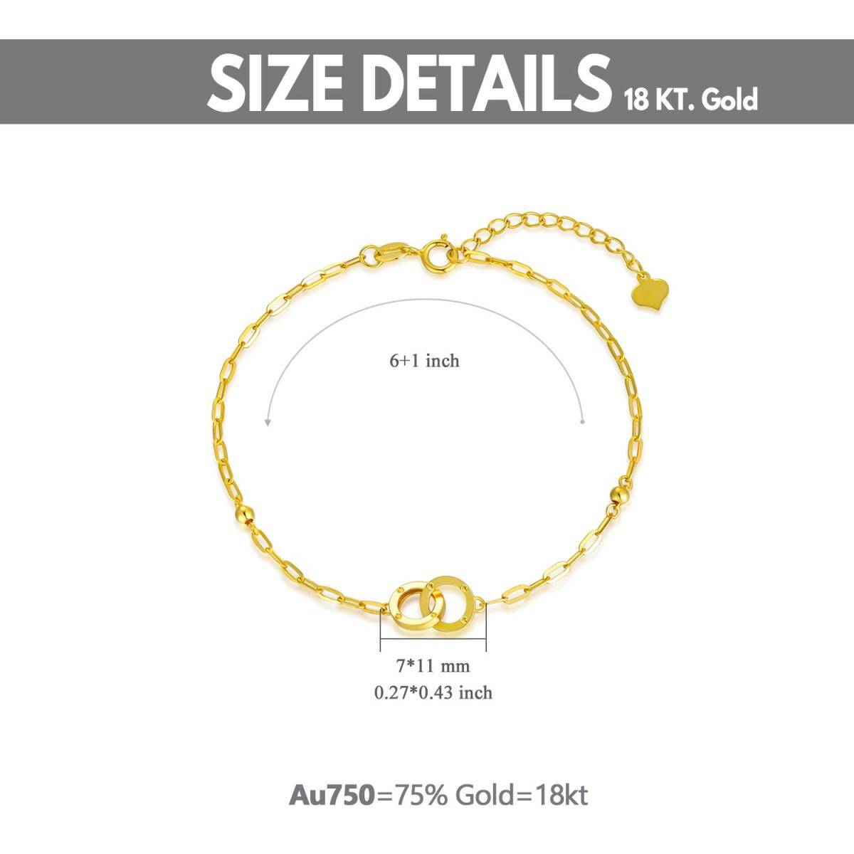 Pulseira com pingente de círculo em ouro 18K-6