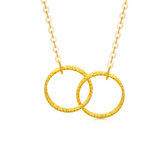 18K Gold Circle Circle Pendant Necklace