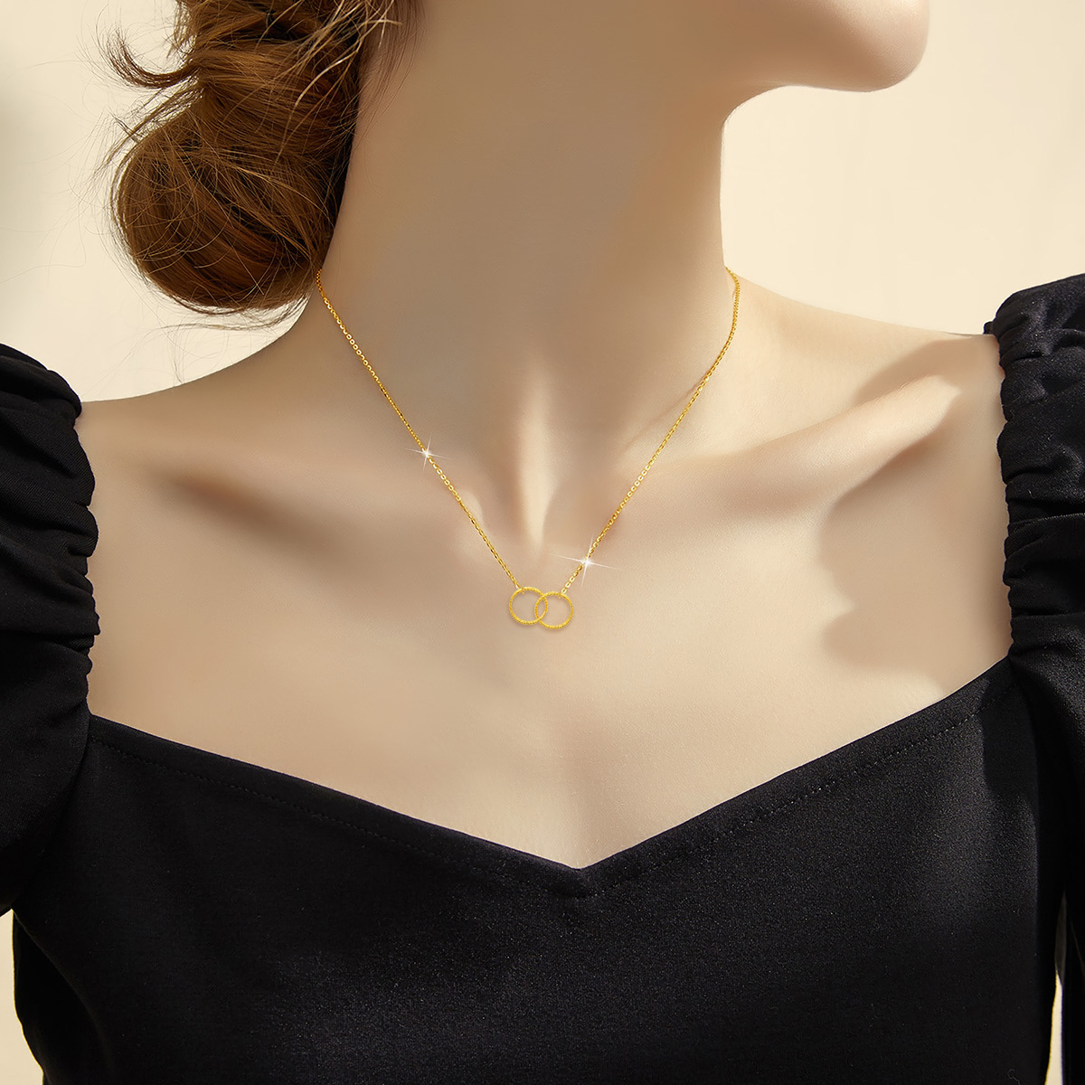 Collar Colgante Círculo De Oro 18K Para Mujer-2