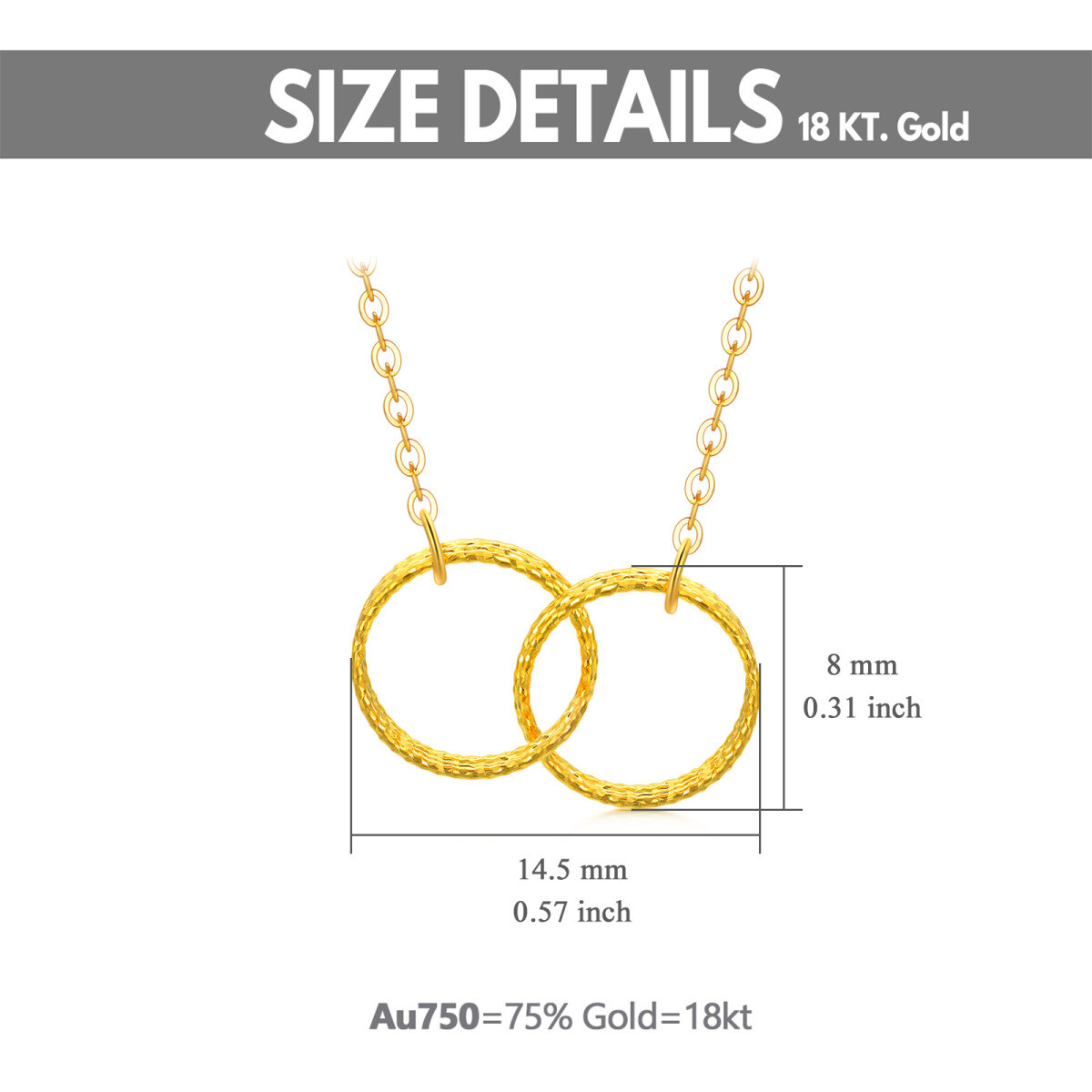 10K Gold Circle Circle Pendant Necklace For Women-6