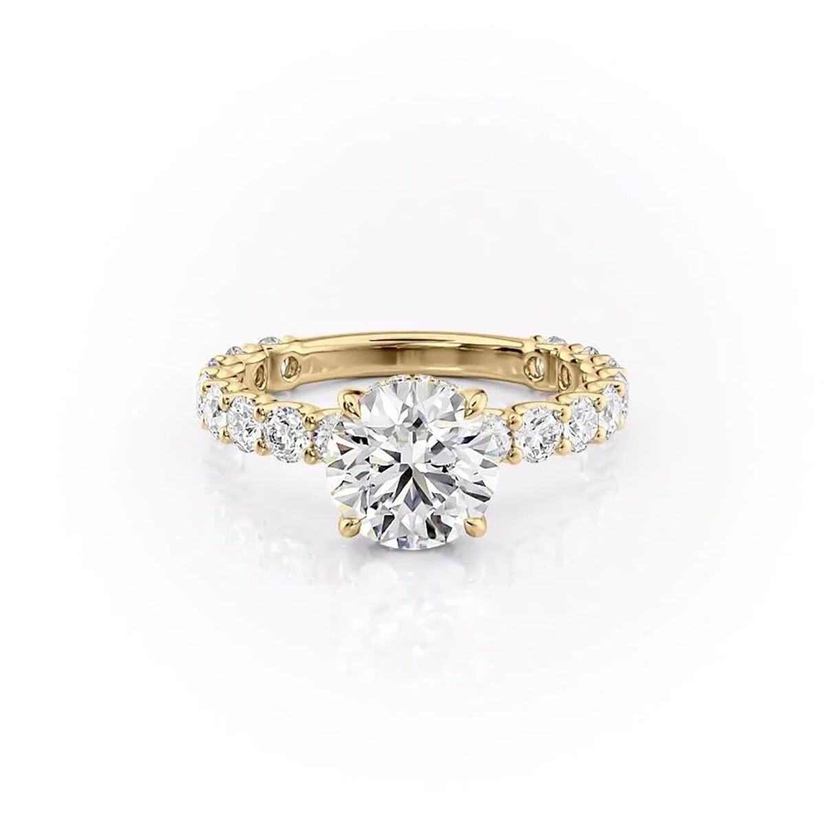 Sterling Silver with Yellow Gold Plated Circular Moissanite Ring-1