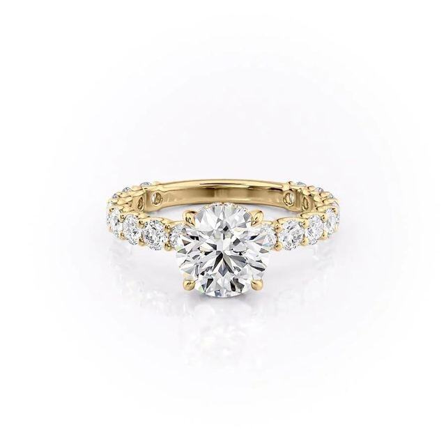 Sterling Silver with Yellow Gold Plated Circular Moissanite Ring