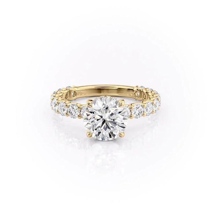 18K Gold Round Moissanite Ring-1