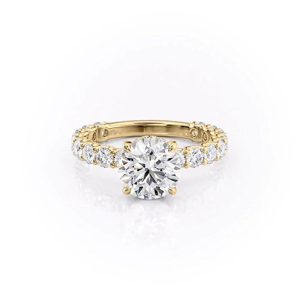 Sterling Silver with Rose Gold Plated Round Moissanite Ring-3