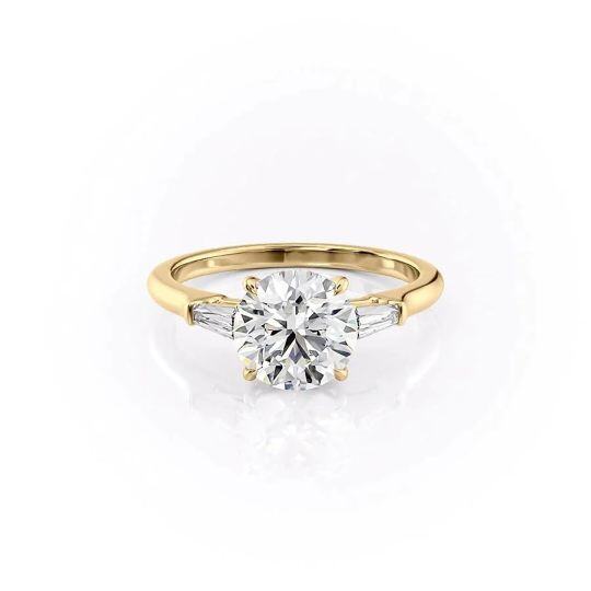 Sterling Zilver met Vergulde Ronde Moissanite Ring