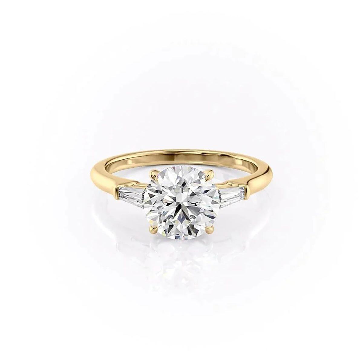 Sterling Silver with Gold Plated Circular Shaped Moissanite Ring-3