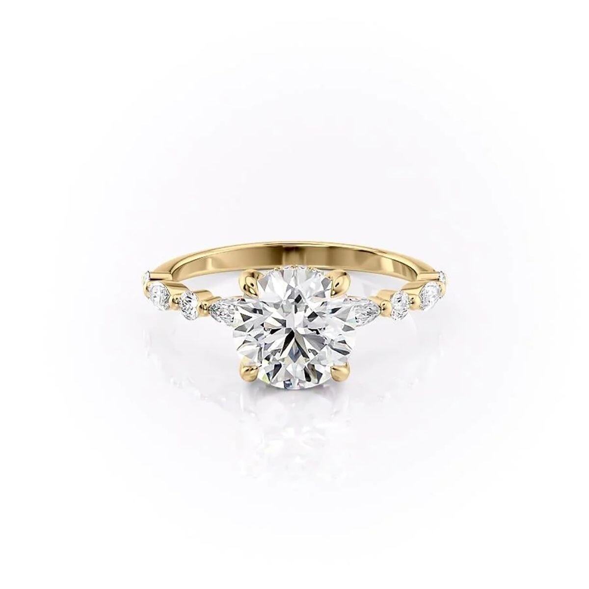 Sterling Silver with Yellow Gold Plated Circular Moissanite Ring-1