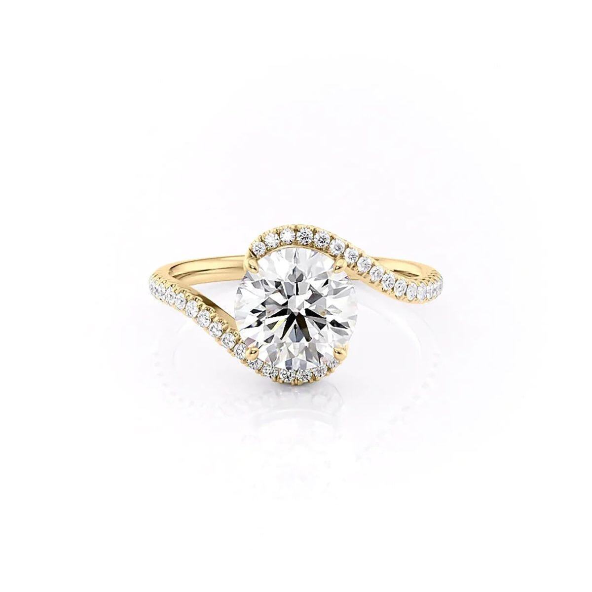 Sterling Silver with Yellow Gold Plated Circular Moissanite Ring-1