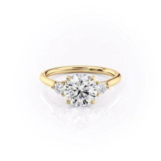 Sterling Silver with Gold Plated Round Moissanite Ring-20