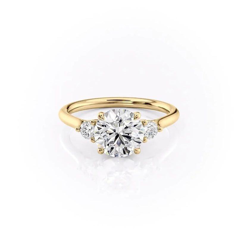 Anel de moissanite circular banhado a ouro e prata esterlina-16