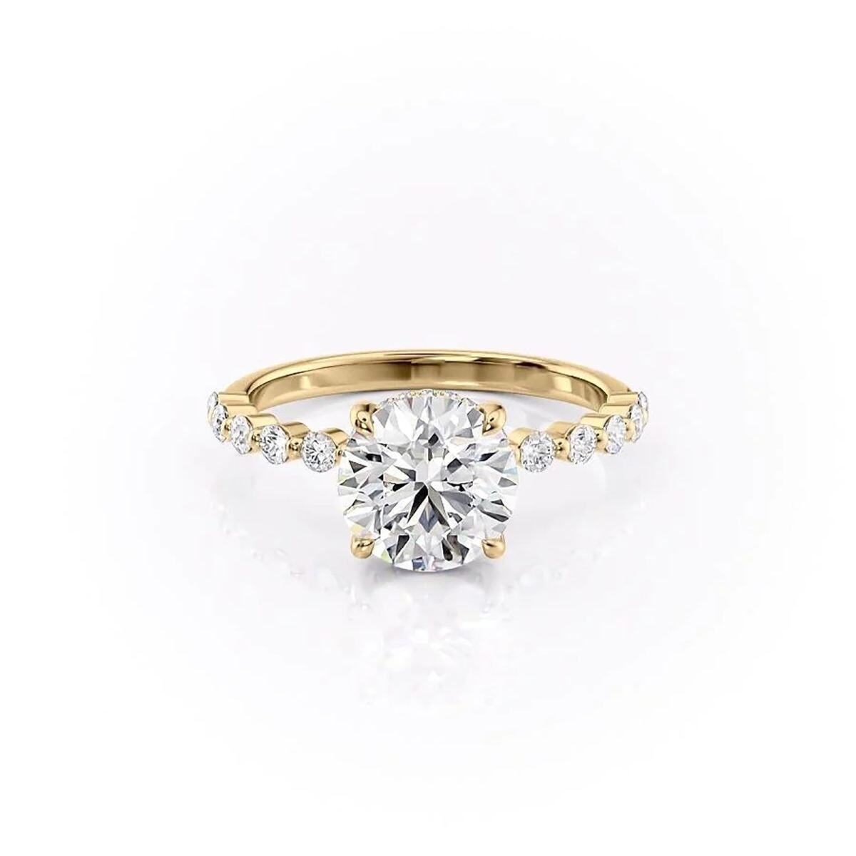 Sterling Silver with Yellow Gold Plated Circular Moissanite Ring-1