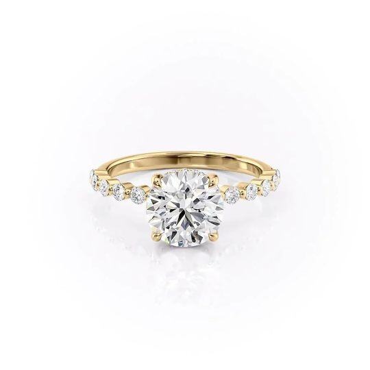 Sterling Silver with Yellow Gold Plated Circular Moissanite Ring