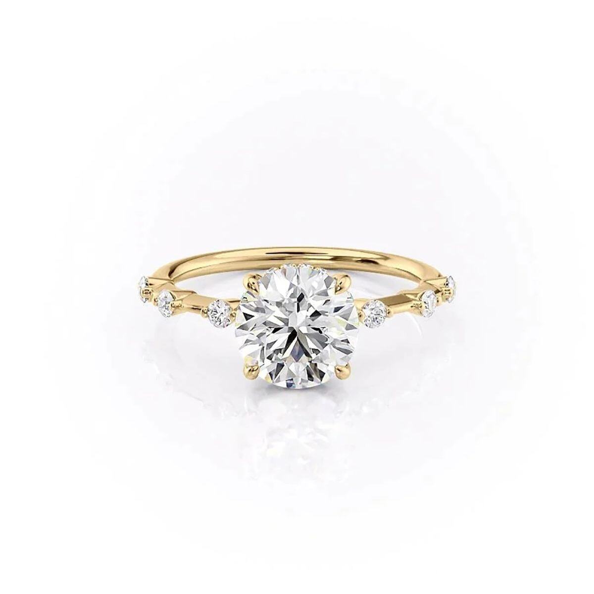 Sterling Silver with Yellow Gold Plated Circular Moissanite Wedding Ring-1