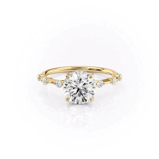 Sterling Silver with Yellow Gold Plated Circular Moissanite Wedding Ring-1