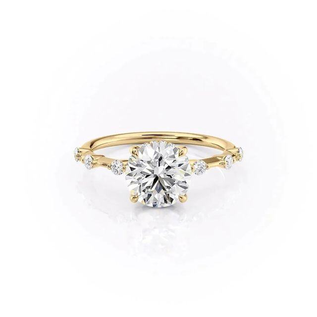 Sterling Silver with Yellow Gold Plated Circular Moissanite Wedding Ring-3