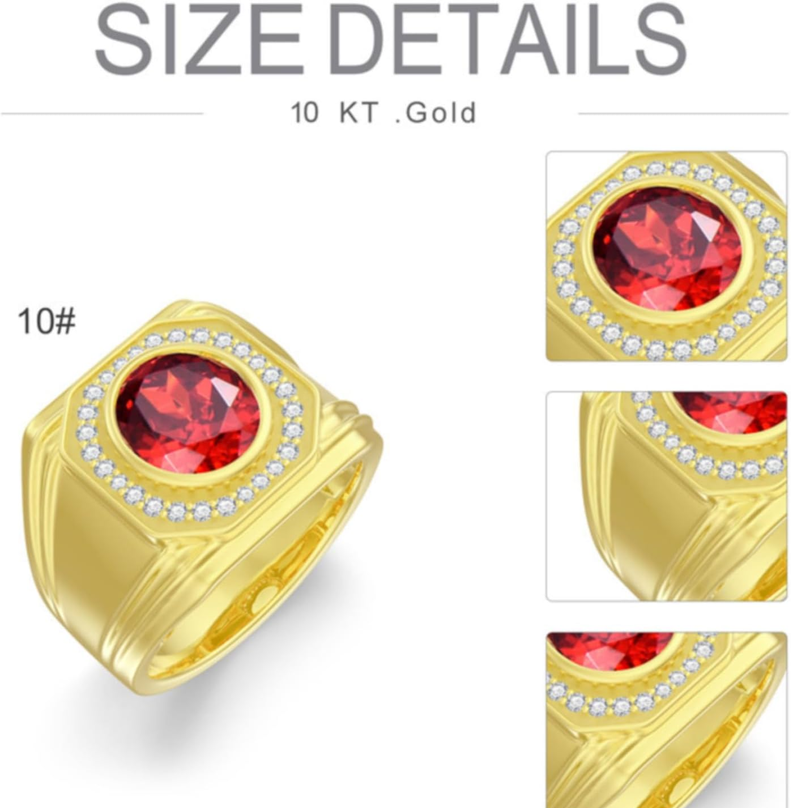 10K Gold Circular Personalized Birthstone Ring for Men-3