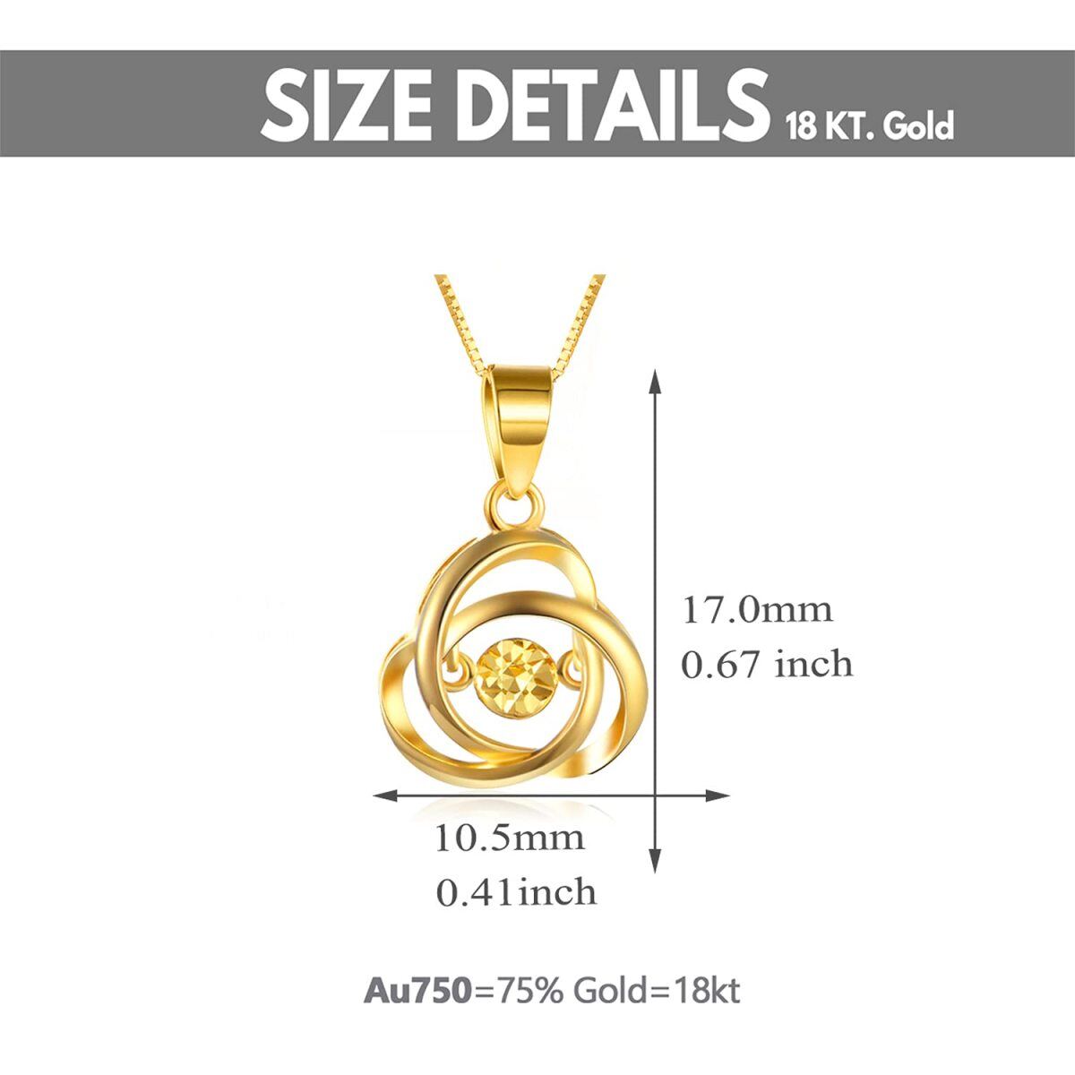 10K Gold Circular Shaped Cubic Zirconia Celtic Knot Pendant Necklace-4