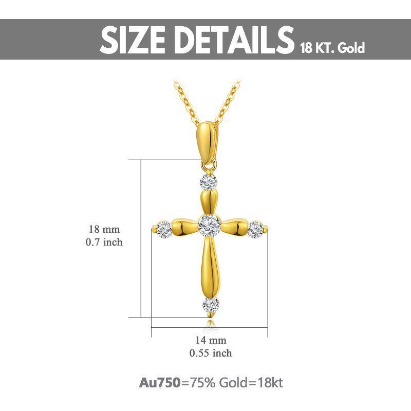 10K Gold Circular Shaped Cubic Zirconia Cross Pendant Necklace-5