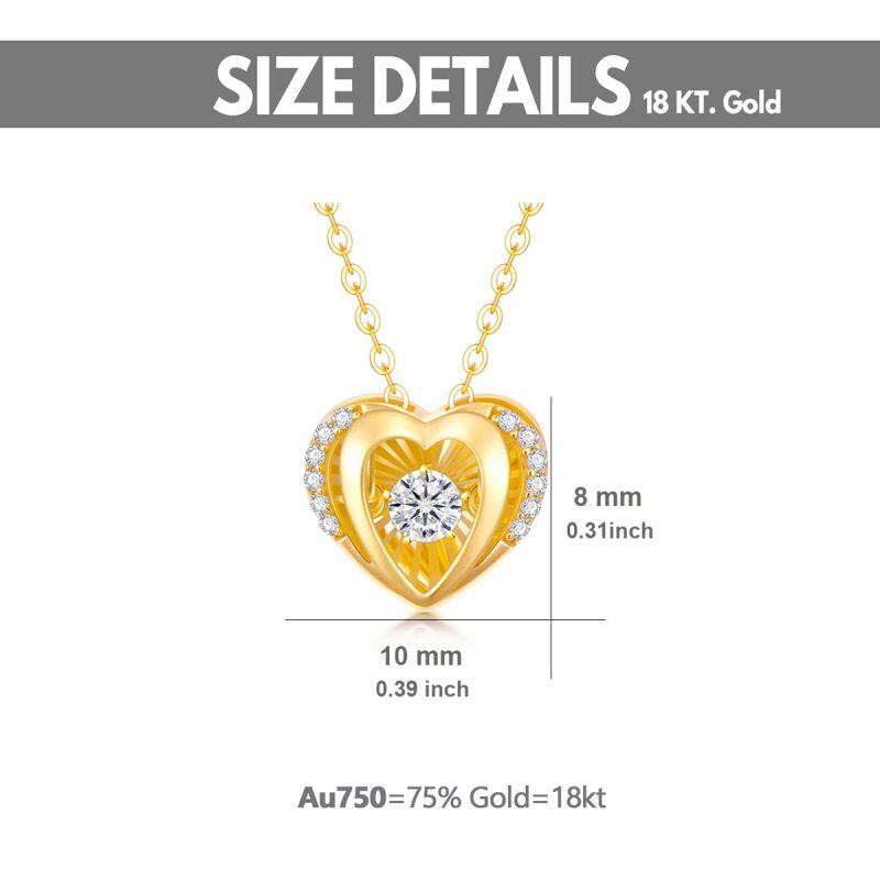 10K Gold Circular Shaped Diamond Heart Pendant Necklace-4