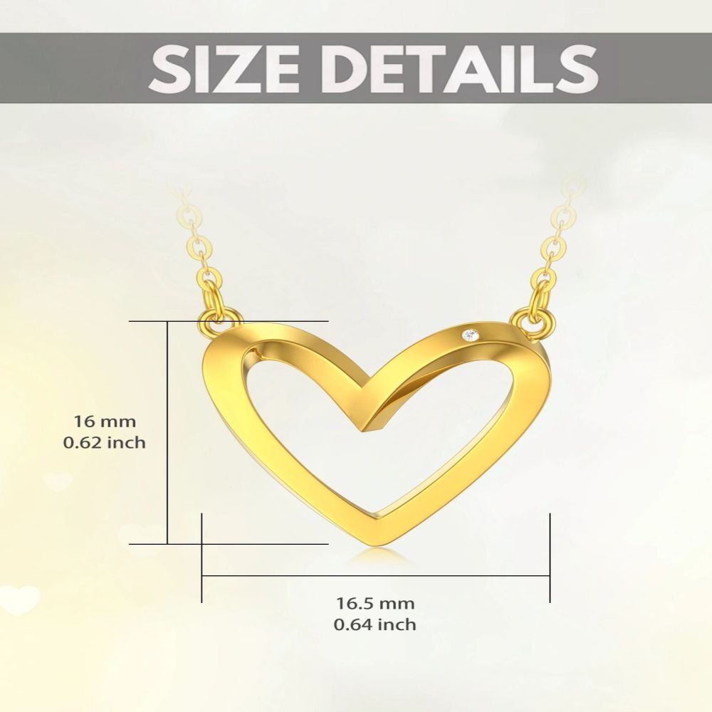 Collier en or 10K avec pendentif en forme de cœur en diamant de forme circulaire-5