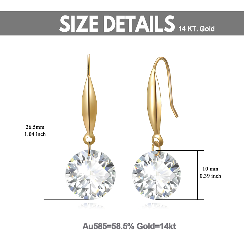 Boucles d'oreilles pendantes en or 18 carats et zircon cubique de forme circulaire-5