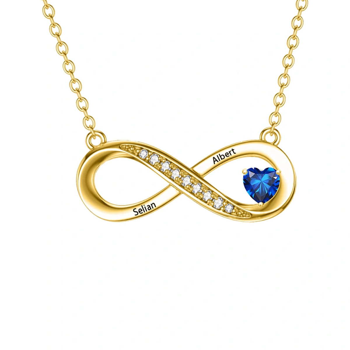 10K Gold Circular Shaped Cubic Zirconia Infinite Symbol Pendant Necklace-1