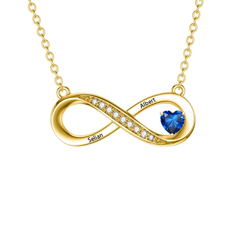 10K Gold Circular Shaped Cubic Zirconia Infinite Symbol Pendant Necklace-8